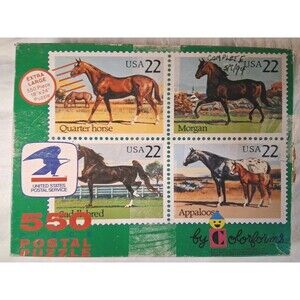 Horses USPS Postal Service Stamp Puzzle #565 Colorforms 550 Pcs